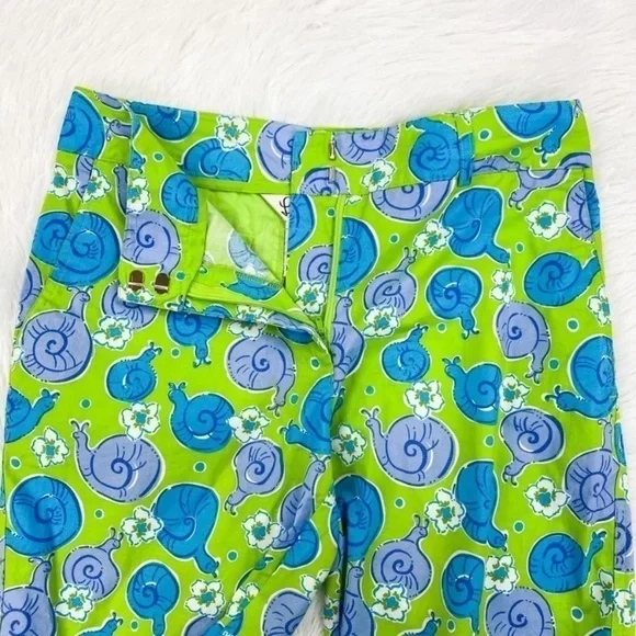 Lilly Pulitzer Vintage Snail Escargot Print Capri Crop Pants Women’s Size 2 - Picture 7 of 8